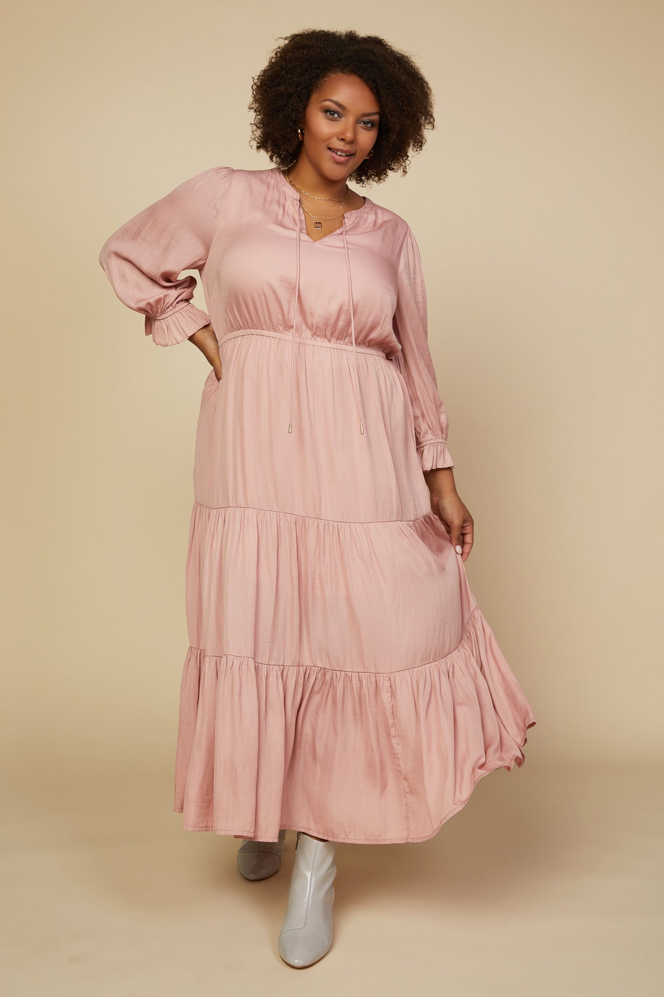 pink plus size dresses